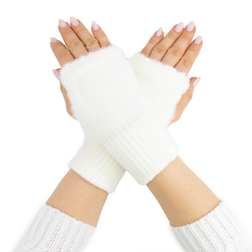 RĘKAWICZKI CIEPŁE DAMSKIE bez palców pluszowe ZIMOWE MITENKI