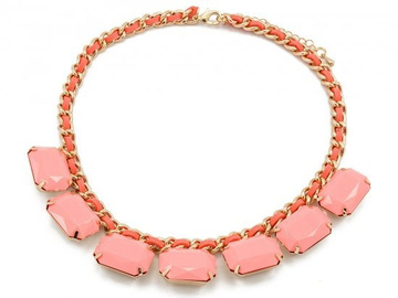 NASZYJNIK kolia BRZOSKWINIOWE KAMIENIE przeplatany