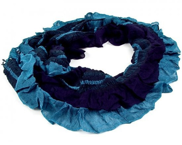 SZALIK Z FALBANKĄ kolorowy NIEBIESKI damski