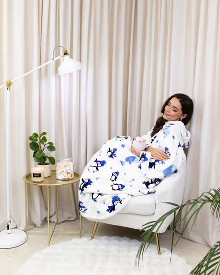 KOCOBLUZA KOC BLUZA CIEPŁA 2w1 GRUBA XXL FUTRZAK POLAR z kapturem OVERSIZE