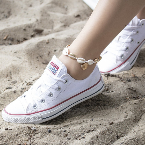 BRANSOLETKA NA NOGĘ boho MUSZLE LATO złota