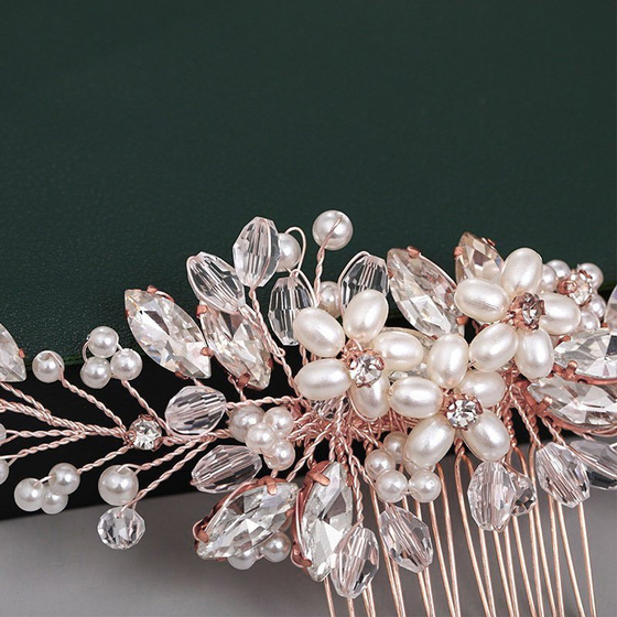 OZDOBA ŚLUBNA do włosów GRZEBYK perełki kryształki