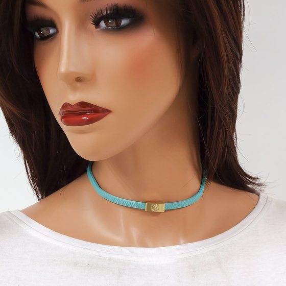 Choker NASZYJNIK cienki jasny miętowy