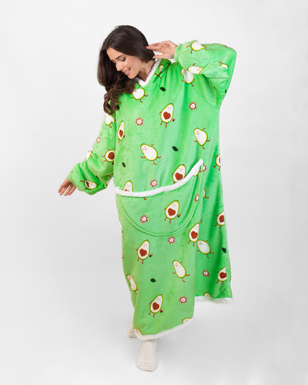 KOCOBLUZA KOC BLUZA CIEPŁA 2w1 GRUBA XXL FUTRZAK POLAR z kapturem OVERSIZE