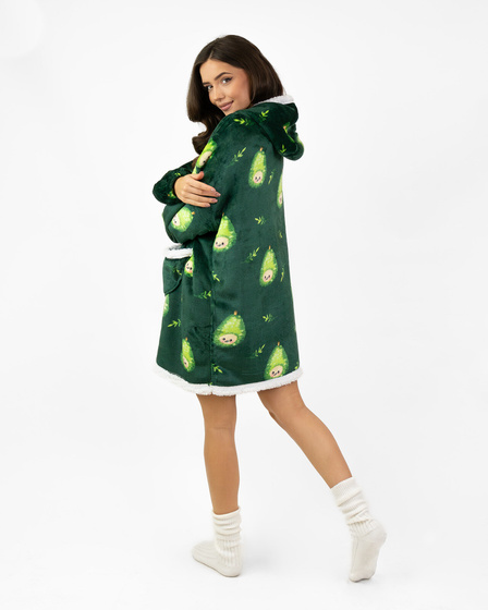 KOCOBLUZA KOC BLUZA CIEPŁA 2w1 GRUBA XXL FUTRZAK POLAR z kapturem OVERSIZE