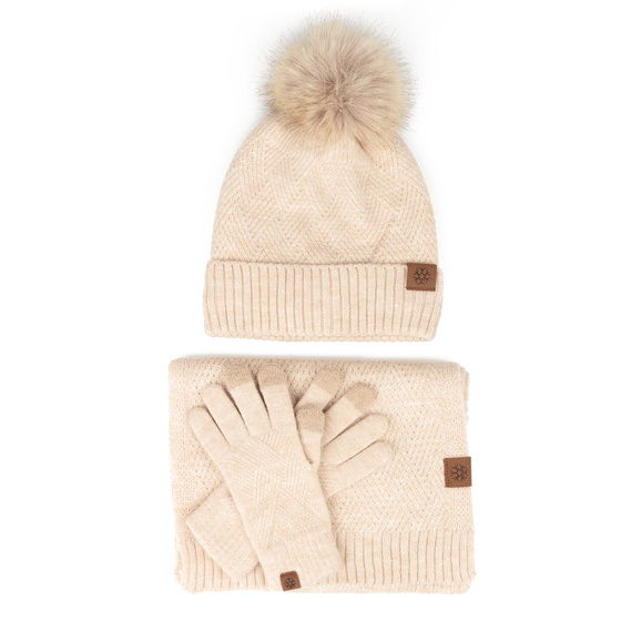 Alessio KOMPLET CZAPKA + KOMIN + RĘKAWICZKI DOTYKOWE ciepły POLAR ZIMOWY