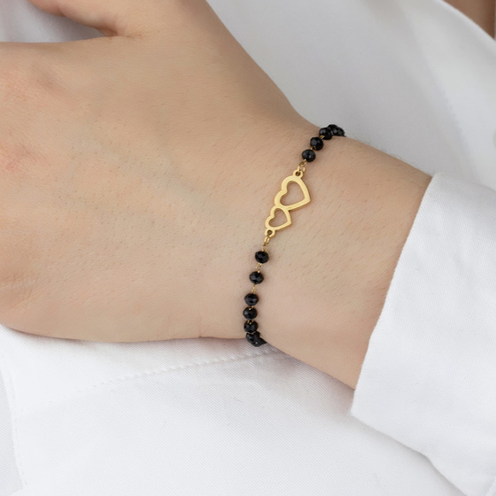 Bransoletka serca STAL SZLACHETNA POZŁACANA