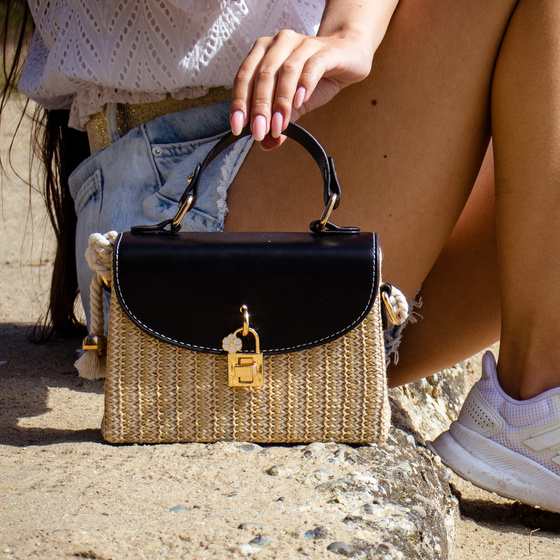 TOREBKA SŁOMIANA mała KOSZYK na ramię boho KUFEREK letnia SŁOMKOWA