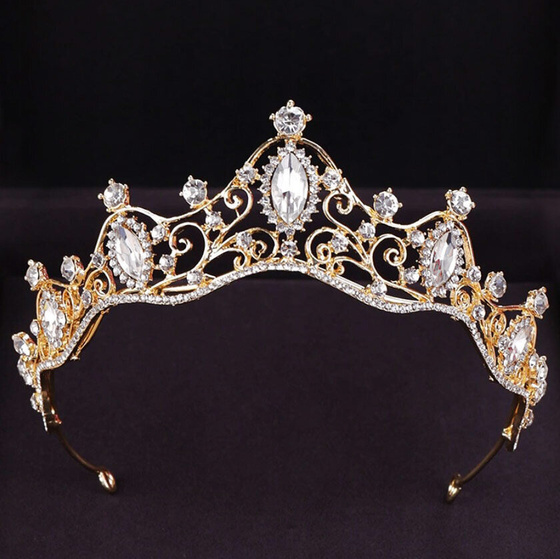 DIADEM OZDOBA do włosów KORONA ŚLUBNA ZŁOTA Ślub Panieński