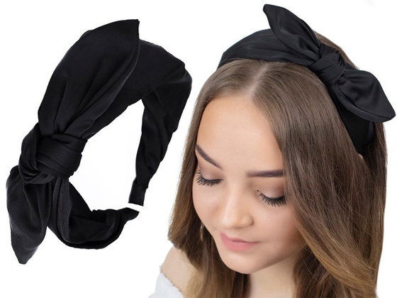 OPASKA DO WŁOSÓW czarna KOKARDA pin up WĘZEŁ