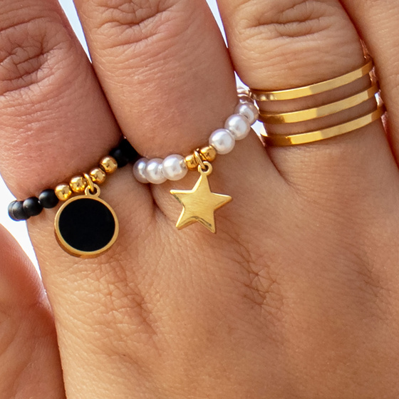 PIERŚCIONEK na gumce STAL SZLACHETNA POZŁACANA