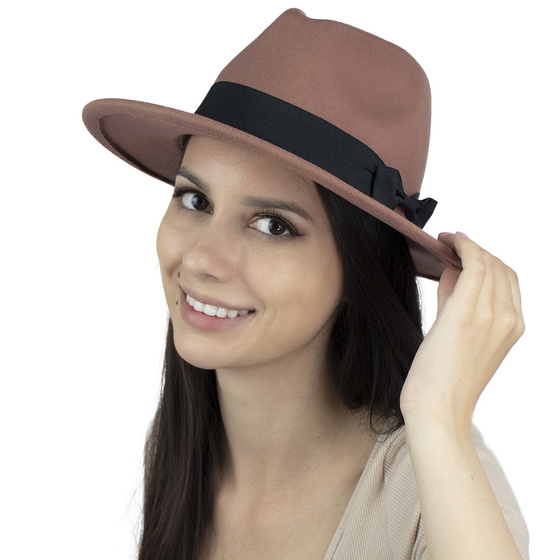 Kapelusz KLASYCZNY panama kokardka FILCOWY damski