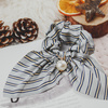 Gumka do włosów SCRUNCHIE paski FROTKA perła