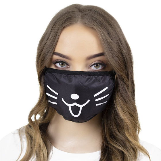 MASKA maseczka CZARNA wielorazowa OCHRONNA kot