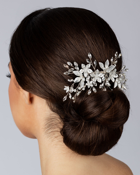 Ozdoba ślubna do włosów GRZEBYK ŚLUB KRYSZTAŁKI KWIATY