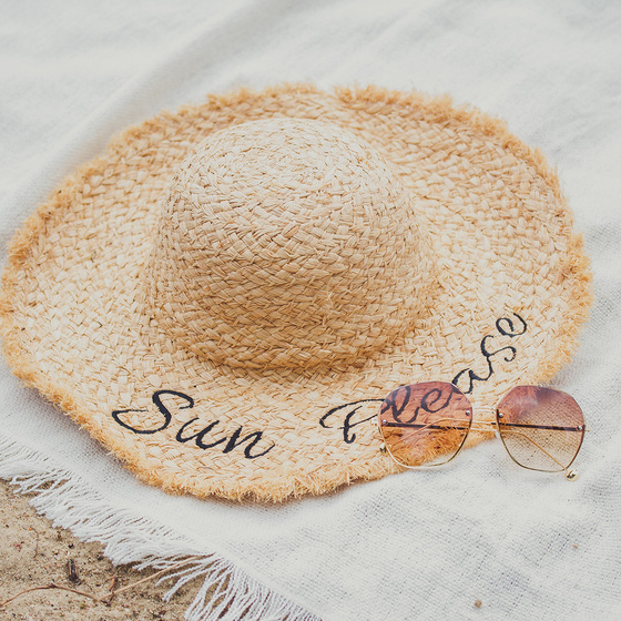 Kapelusz damski SŁOMKOWY napis DUŻY plażowy