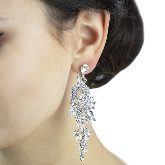 KOLCZYKI srebrne WISZĄCE kryształki ŚLUBNE długie