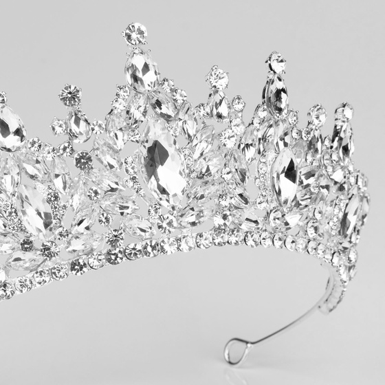 DIADEM Korona Tiara MISS GLOW ŚLUBNY srebrny cyrkonie KRYSZTAŁY