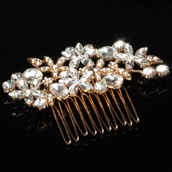 OZDOBA DO WŁOSÓW złota ŚLUBNA cyrkonie GRZEBYK