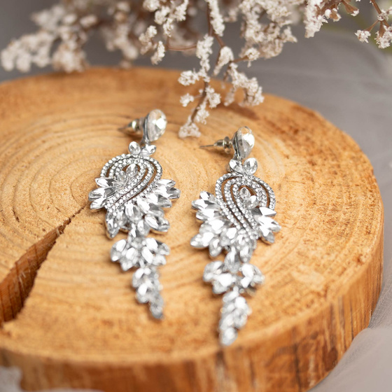 KOLCZYKI srebrne WISZĄCE kryształki ŚLUBNE długie