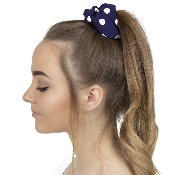 GUMKA do włosów frotka SCRUNCHIES kropki GRANATOWA