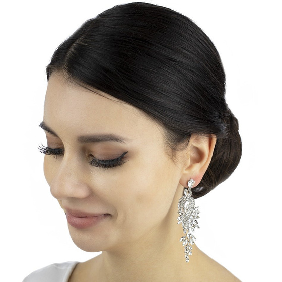 KOLCZYKI srebrne WISZĄCE kryształki ŚLUBNE długie