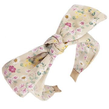 OPASKA do włosów KWIATY węzeł BEŻ kokarda SUPEŁ