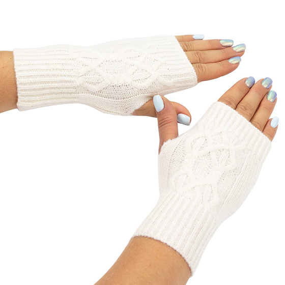 RĘKAWICZKI CIEPŁE bez palców warkocz elastyczne MITENKI krótkie damskie