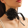 CHOKER Naszyjnik ozdobny na szyję KWIAT róża WSTĄŻKA elegancki czarny