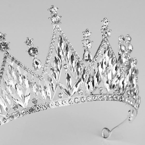 DIADEM Korona Tiara MISS GLOW ŚLUBNY srebrny cyrkonie KRYSZTAŁY