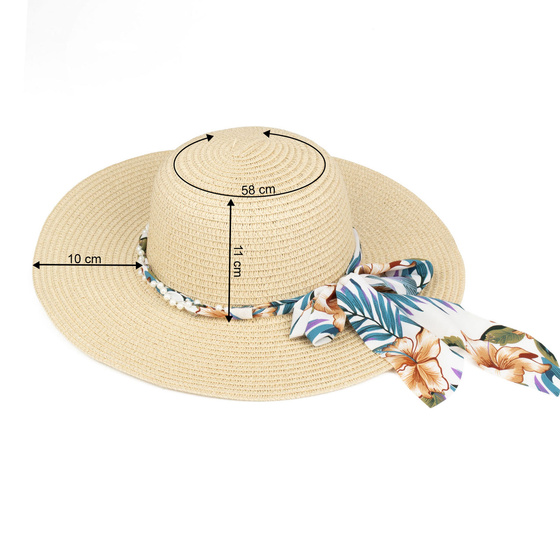 KAPELUSZ plażowy Alessio DAMSKI SŁOMKOWY kokarda letni SŁOMIANY DUŻE RONDO
