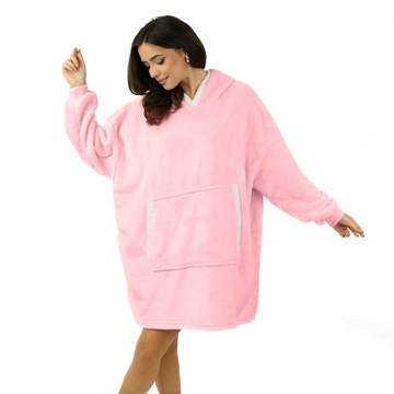 KOCOBLUZA KOC BLUZA CIEPŁA 2w1 GRUBA XXL FUTRZAK POLAR z kapturem OVERSIZE