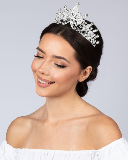 DIADEM Korona Tiara MISS GLOW ŚLUBNY ZŁOTY cyrkonie KRYSZTAŁY