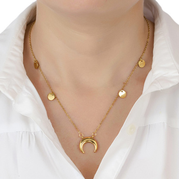 Naszyjnik księżyc STAL SZLACHETNA POZŁACANA