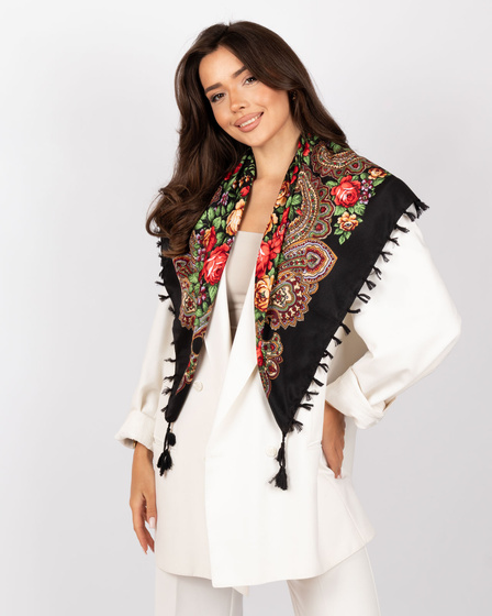 CHUSTA Ludowa Alessio GÓRALSKA Folk KWIATY DUŻA