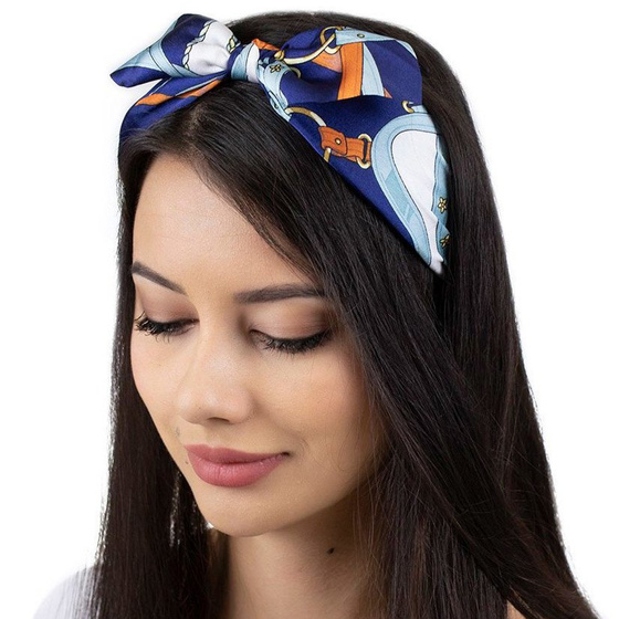 OPASKA DO WŁOSÓW szeroka NIEBIESKA KOKARDA pin up