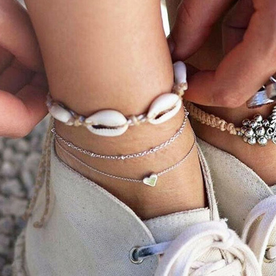 BRANSOLETKA MUSZELKI sznurek muszle NA NOGĘ muszelka shell LATO