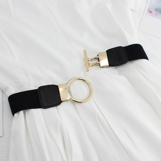 PASEK DO SUKIENKI damski ELASTYCZNY gumowy wąski KLAMRA