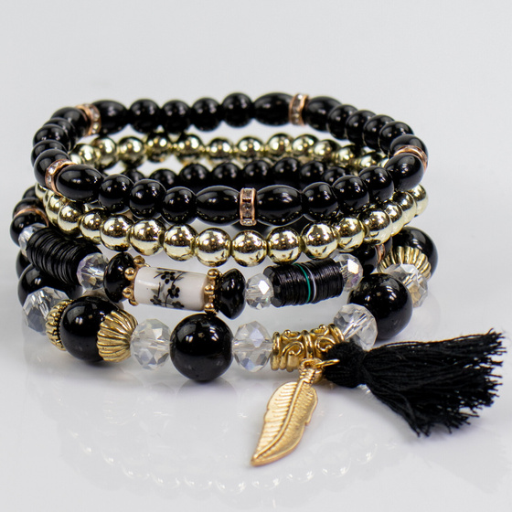 ZESTAW BRANSOLETEK elegancki DAMSKI bransoletki koraliki CHWOST