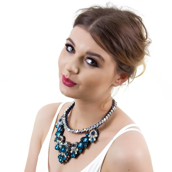 NASZYJNIK turkusowy KOLIA błyszczący KRYSZTAŁY