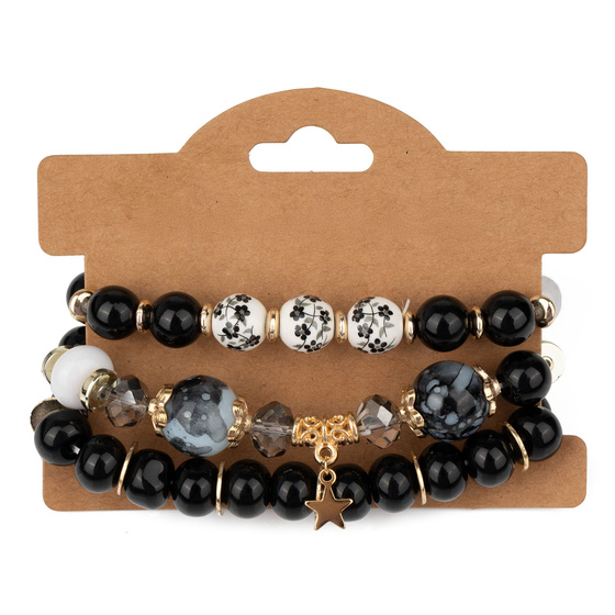 ZESTAW BRANSOLETEK koraliki chwost gwiazdka KOMPLET 3 SZTUKI