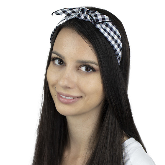 OPASKA do włosów PIN UP czarna KRATA kokarda