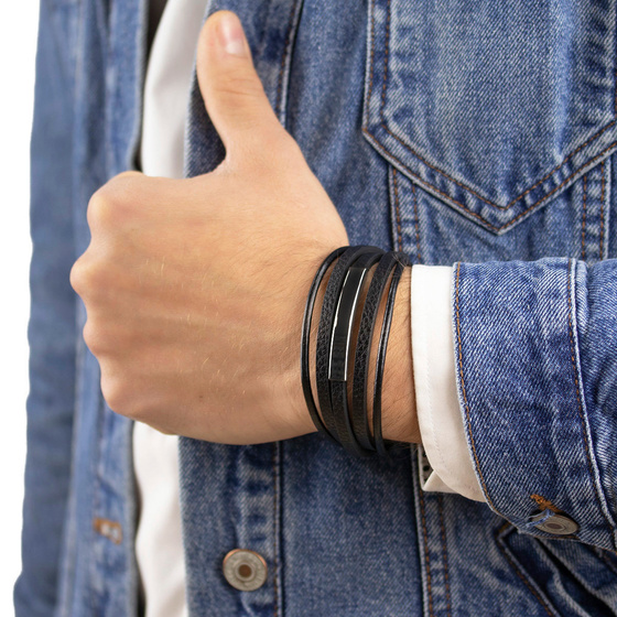 Bransoletka PLECIONA STAL SZLACHETNA 316L SKÓRA