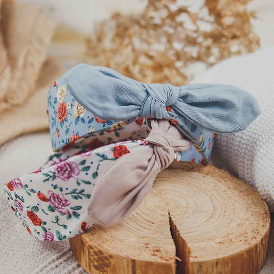 OPASKA DO WŁOSÓW szeroka KWIATY kokarda pin up