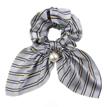 Gumka do włosów SCRUNCHIE paski FROTKA perła