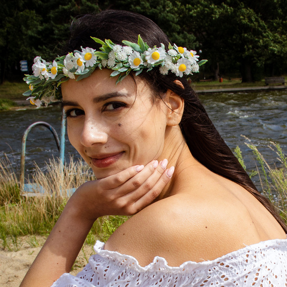 WIANEK na głowę opaska BOHO ślubny KWIATY