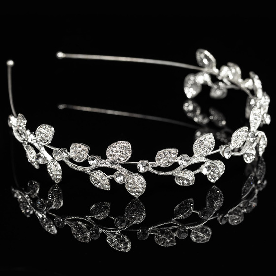 OPASKA DO WŁOSÓW damska ślubna LISTKI srebrna CYRKONIE ślub