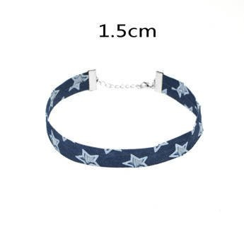 CHOKER w gwiazdki GRANATOWY zapinany