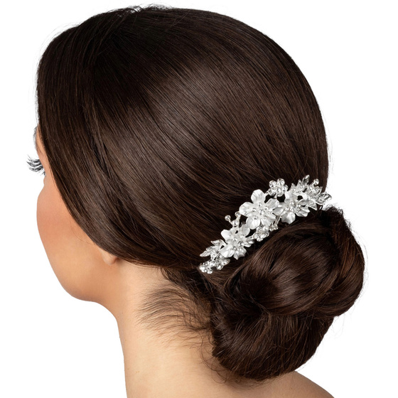 OZDOBA do włosów ŚLUBNA kwiatki cyrkonie GRZEBYK