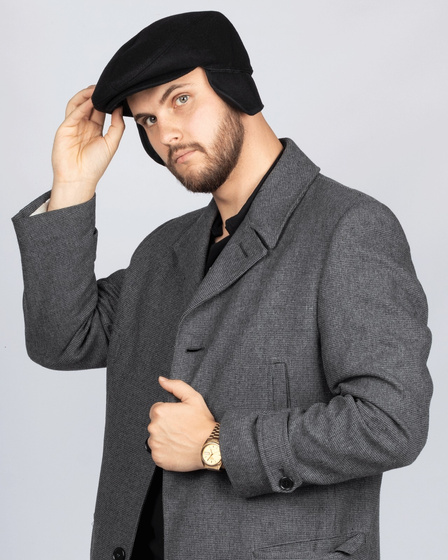 KASZKIET Męski Alessio NAUSZNIKI FLAT CAP Jesień Zima Czapka RETRO